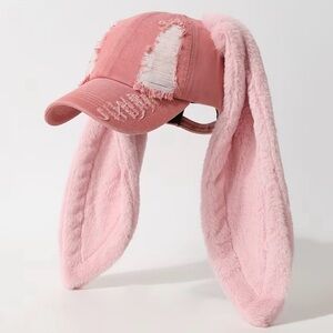 Stylish Denim Cap Hat with Bunnies Faux Fur Ears Various New Boutique Adult size